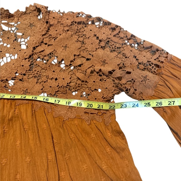 Free People Lina Folk Gypsy Peasant Festival Floral embroidered crochet top - Picture 4 of 9